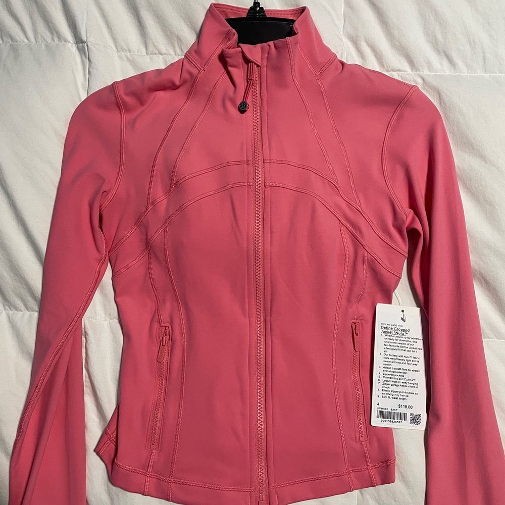 Lululemon cropped define jacket Sakura Pink size 4